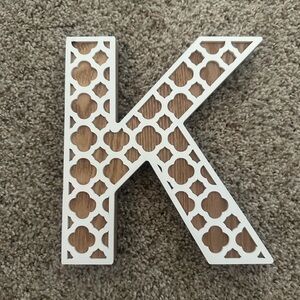 Wooden letter K brown and white decor Farmhouse